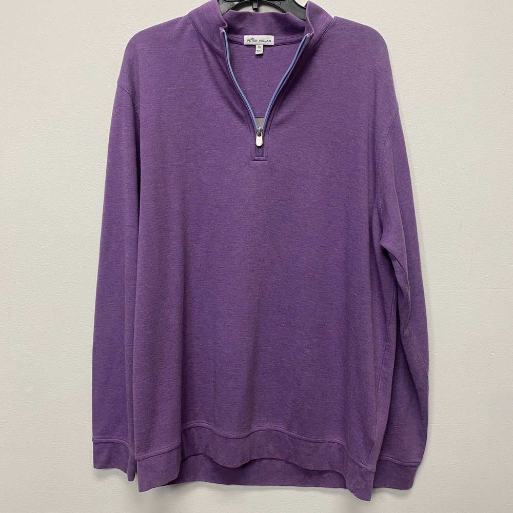 Peter Millar Sweater Mens XL Purple 1/4 Zip Pullover Long Sleeve Golf Comfort